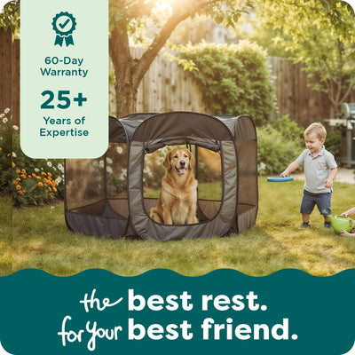 FurHaven playpen set up at campsite showing outdoor portability