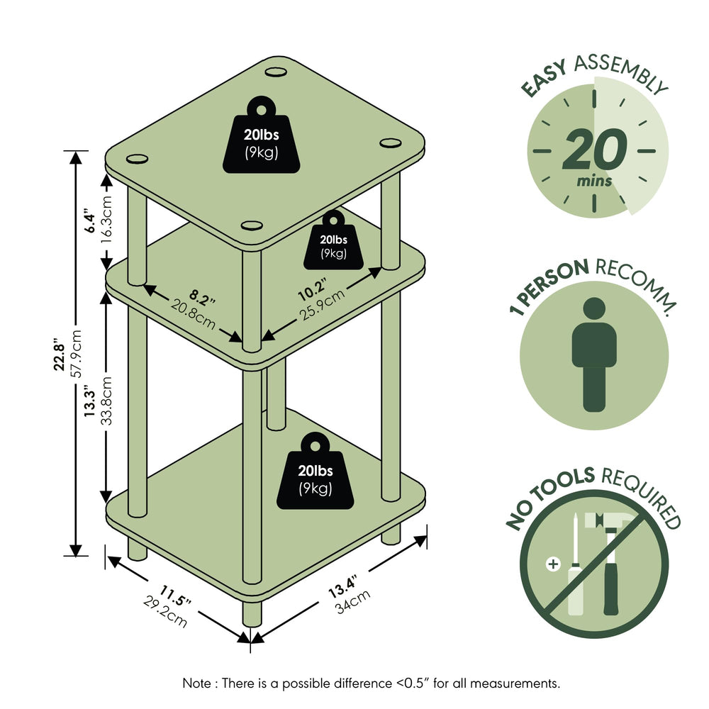 Furinno tres niveles con libros y cajas para organización visible y accesible