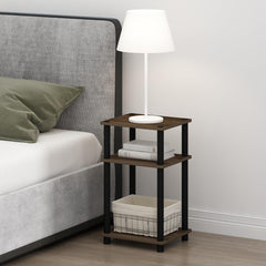 Furinno mesita frontal Columbia Walnut muestra almacenamiento accesible