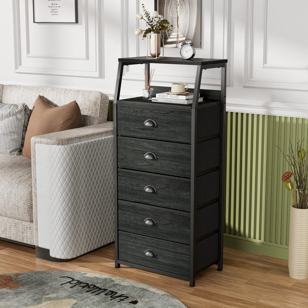 Furnulem wooden top double shelf close-up highlighting durable surface for lamps and frames