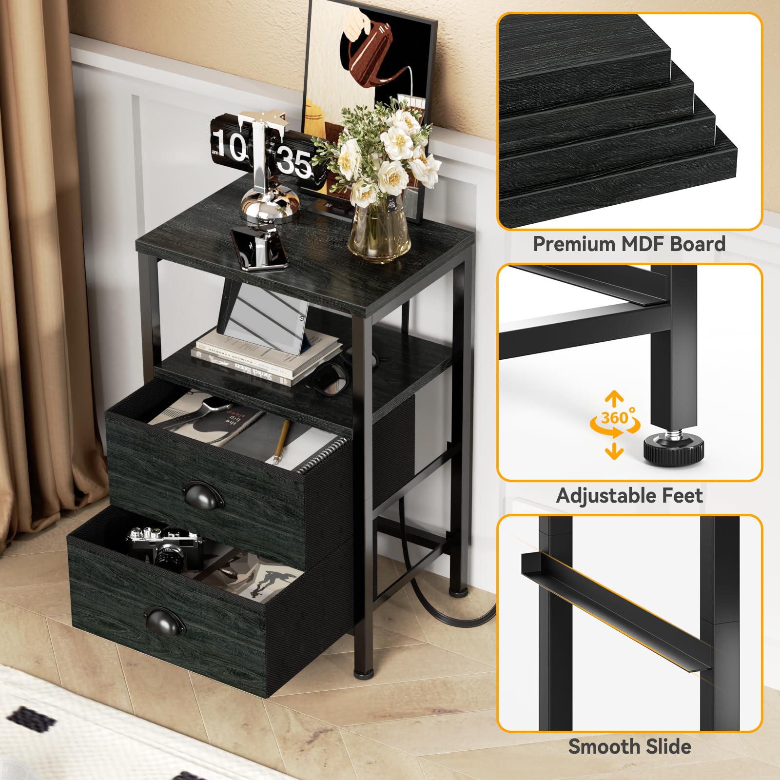 Furologee adjustable feet under table, prevents wobble and protects floors for stable placement