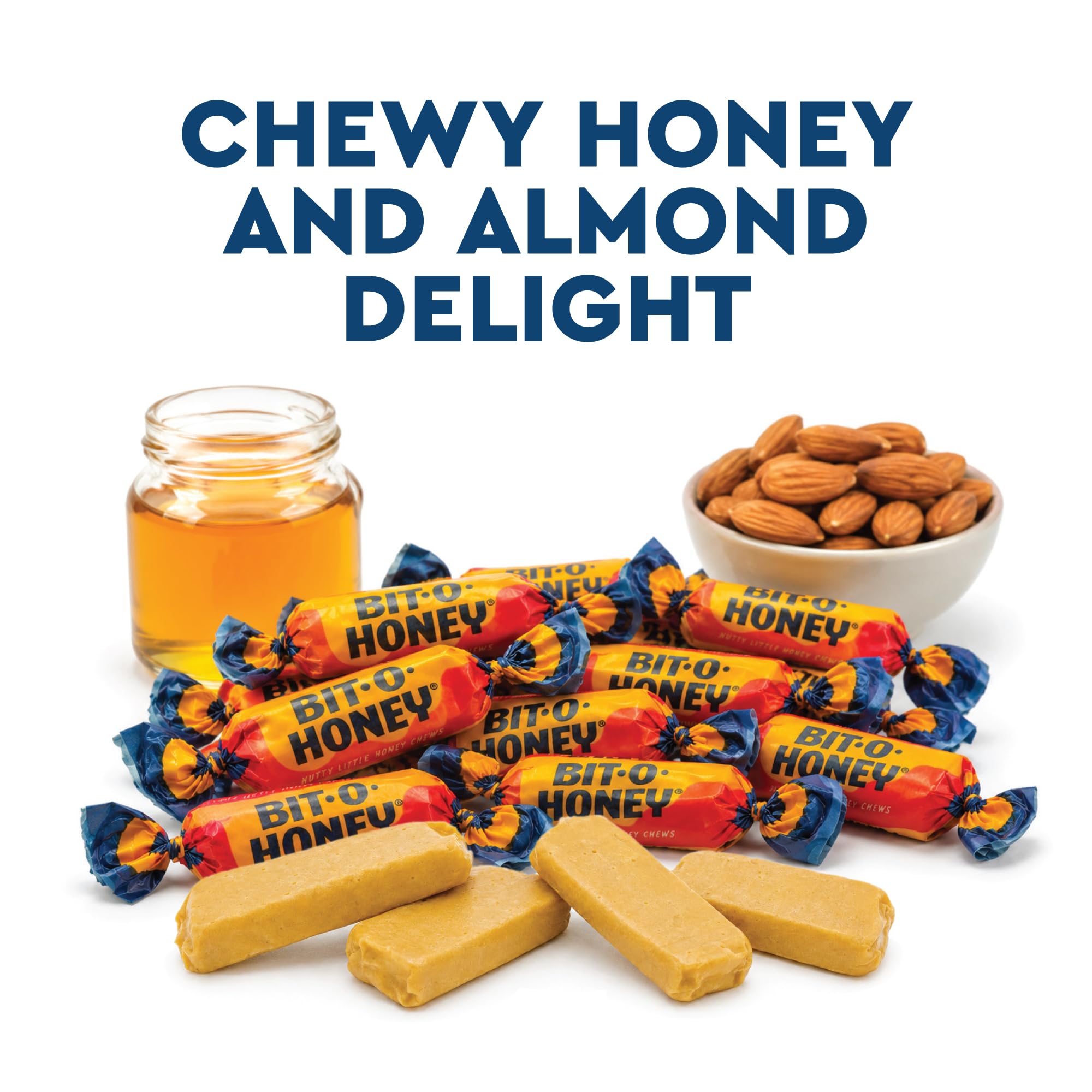 Fusion Sweets And Snacks etiqueta con ingredientes destacando miel real y almendra