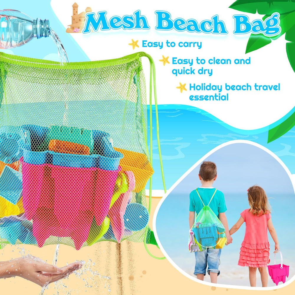 FUSPWEAO niños en playa usando el set para construir castillos divertidos