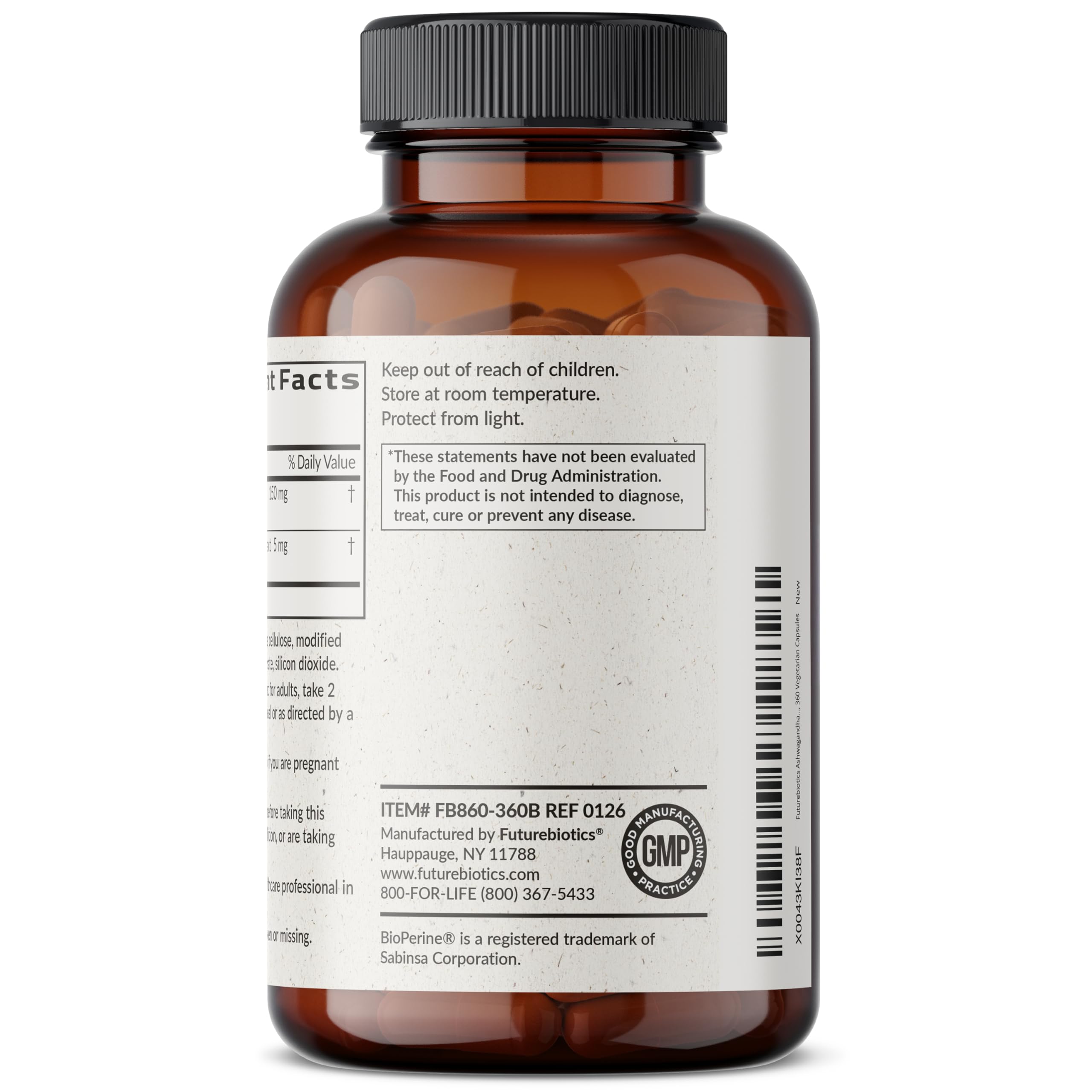 Futurebiotics ingredientes y BioPerine ilustrando mejor absorción
