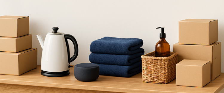 Everyday best-selling home essentials arranged on an oak table — Findsworth UK marketplace hero