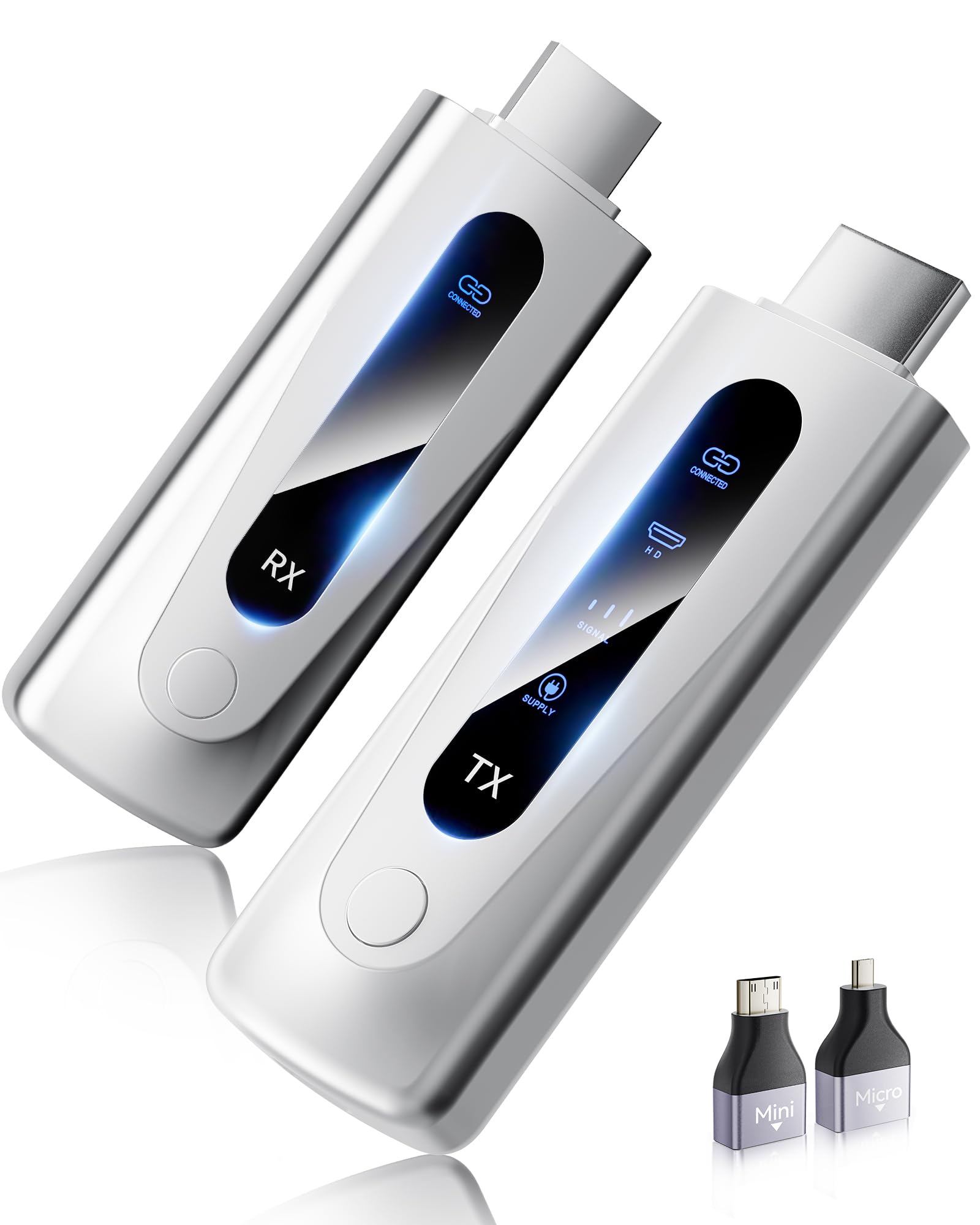 FWTAOU transmitter and receiver front view showing ports and compact design for tidy setups