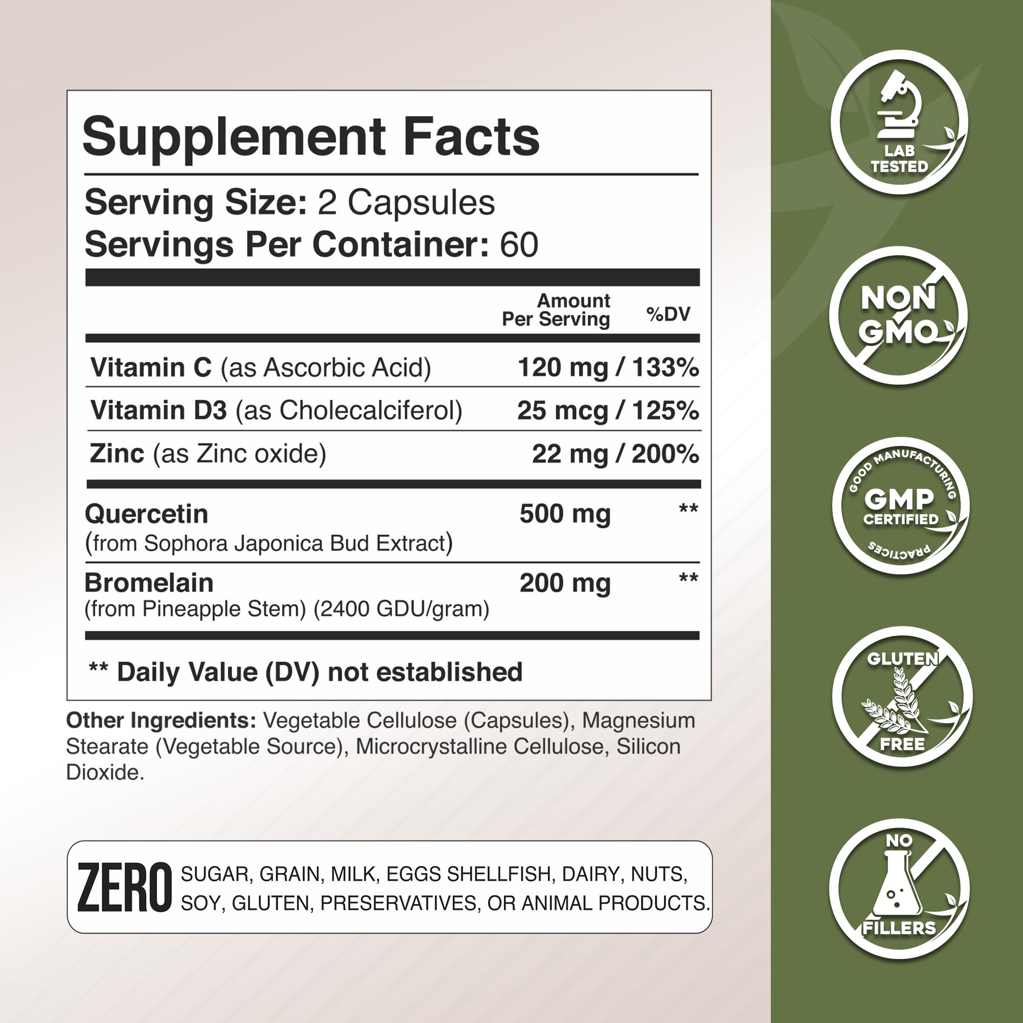 GADE NUTRITION etiqueta con información nutricional y cantidades por porción