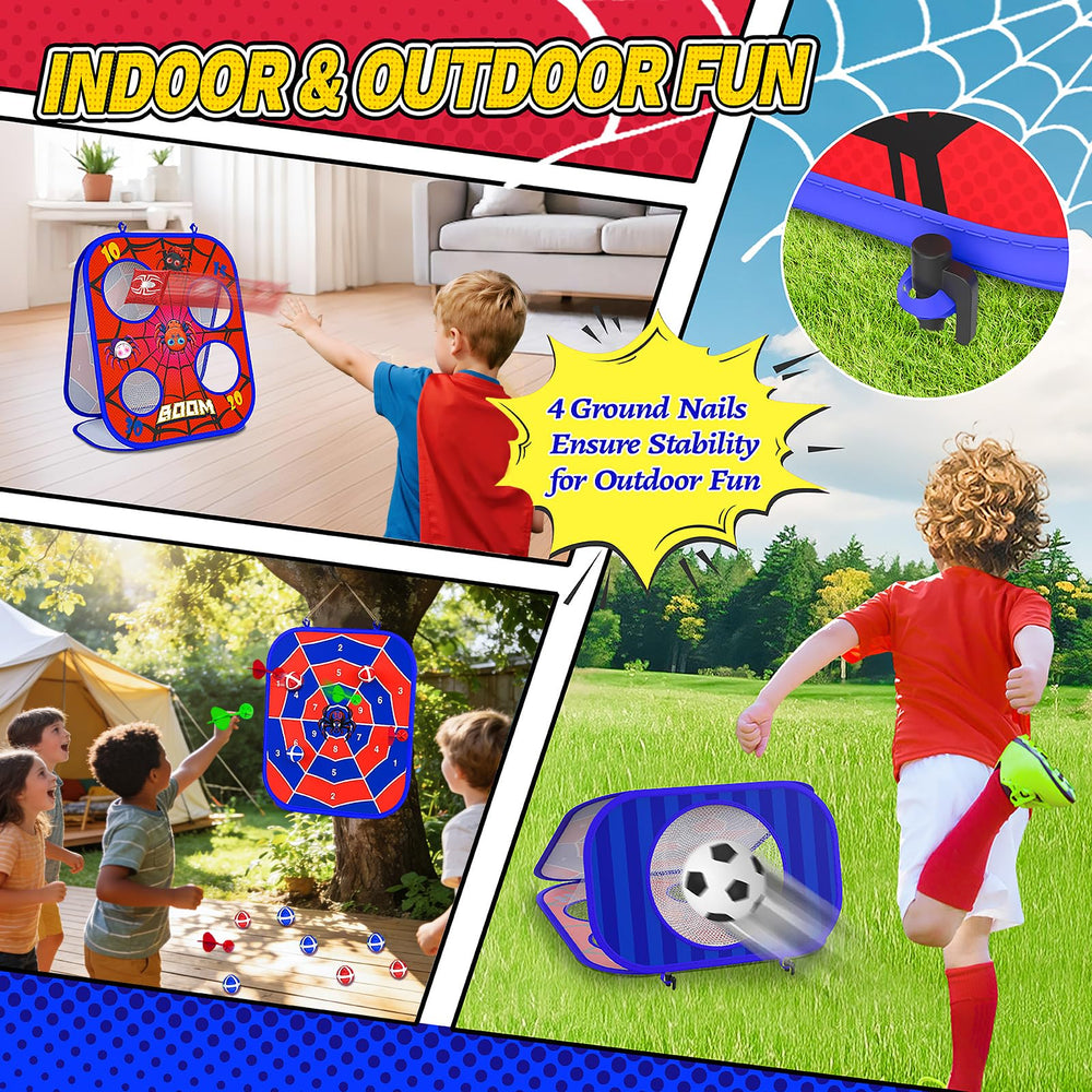 Gadetouq detachable net set up as toddler football goal for kicking fun