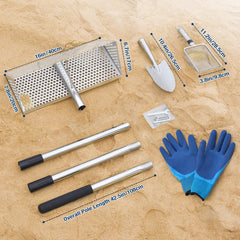 GADFISH long handle attached to sifter demonstrating reduced bending and reach