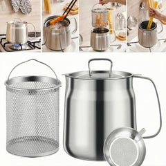 GADO olla frontal mostrando cesta y tapa, organiza aceite eficientemente