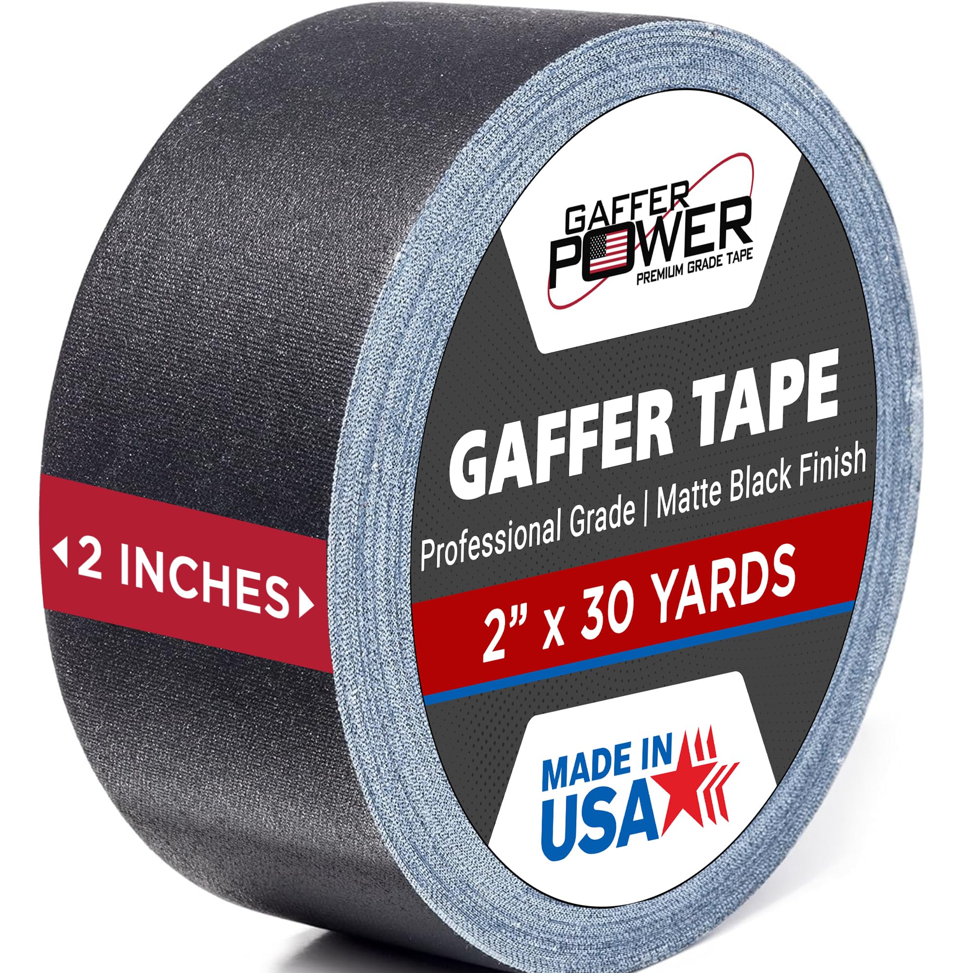 Gaffer Power rollo frontal mostrando ancho profesional y acabado mate