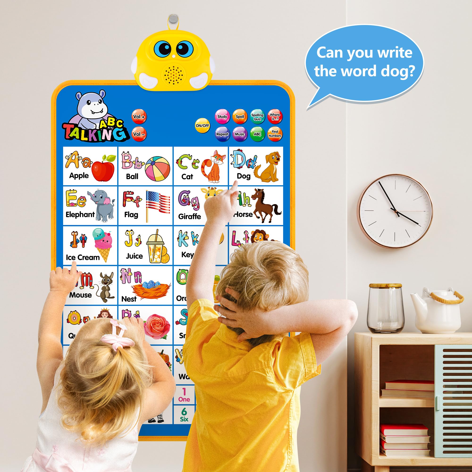 GaHoo póster colgado en habitación infantil creando ambiente educativo