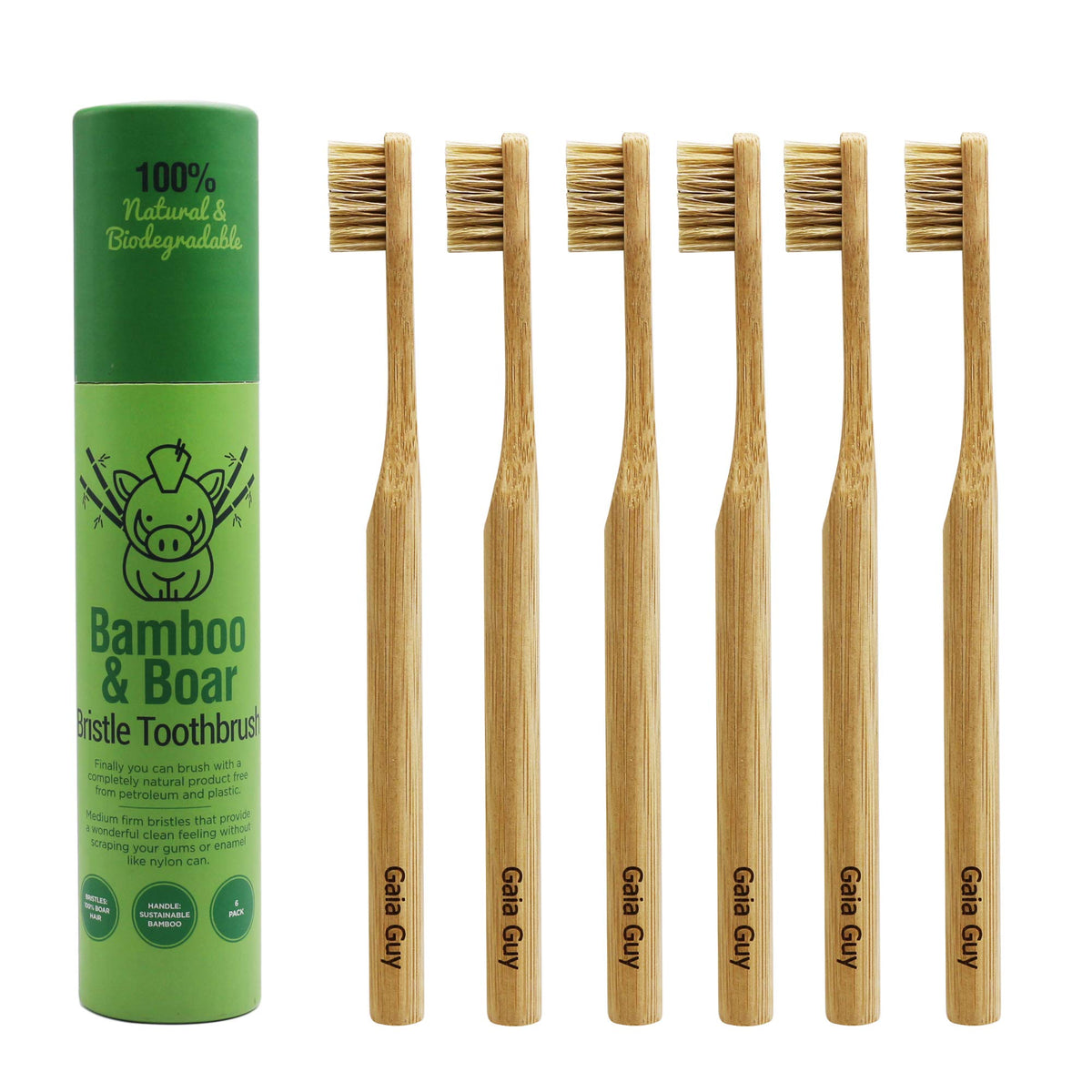 Gaia Guy mango de bambú frontal, diseño sólido y compostable