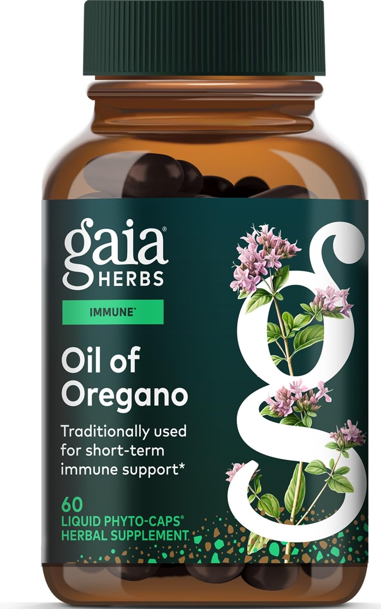 Gaia Herbs envase frontal claro mostrando información y beneficio inmune