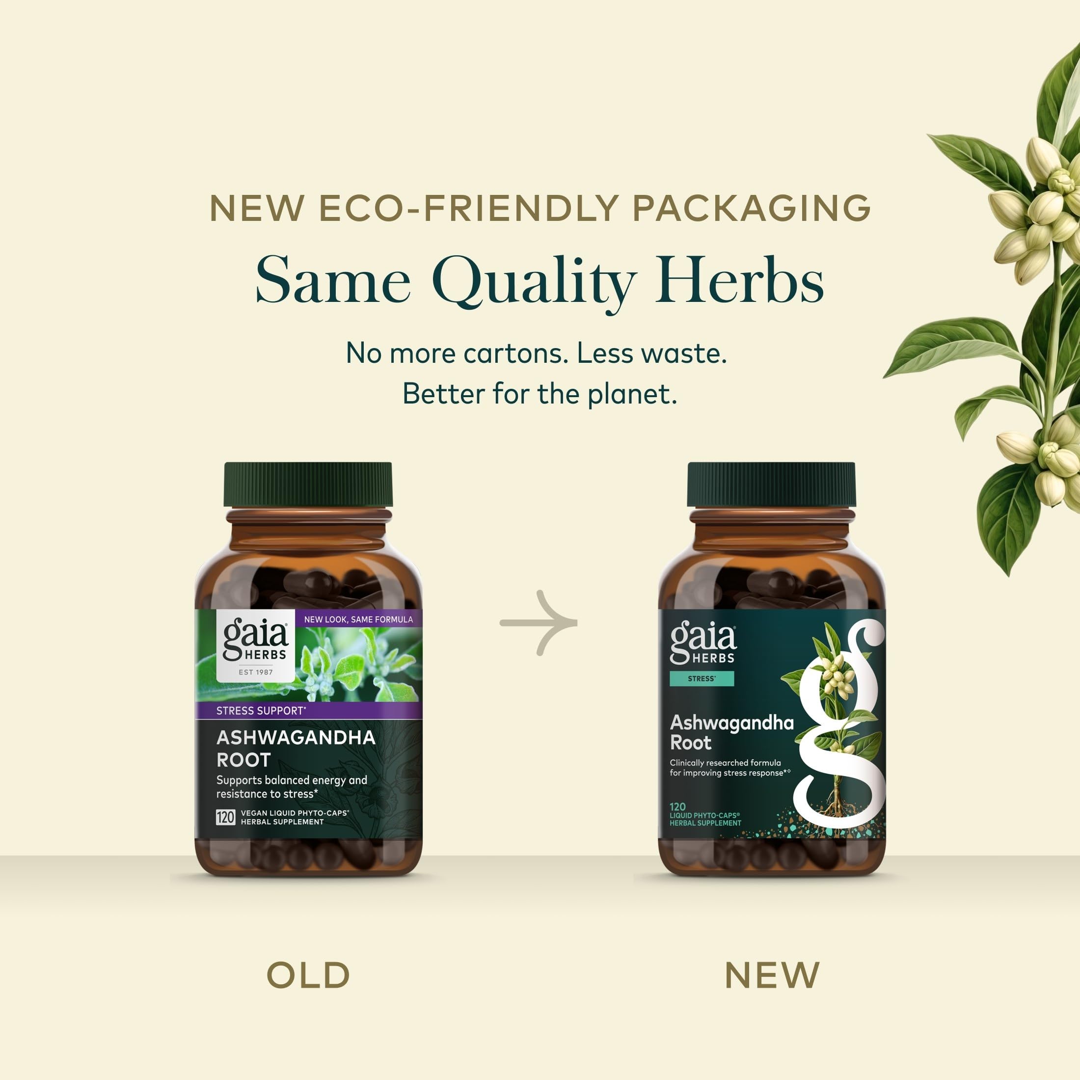Gaia Herbs comparación de tamaño para apreciar escala real