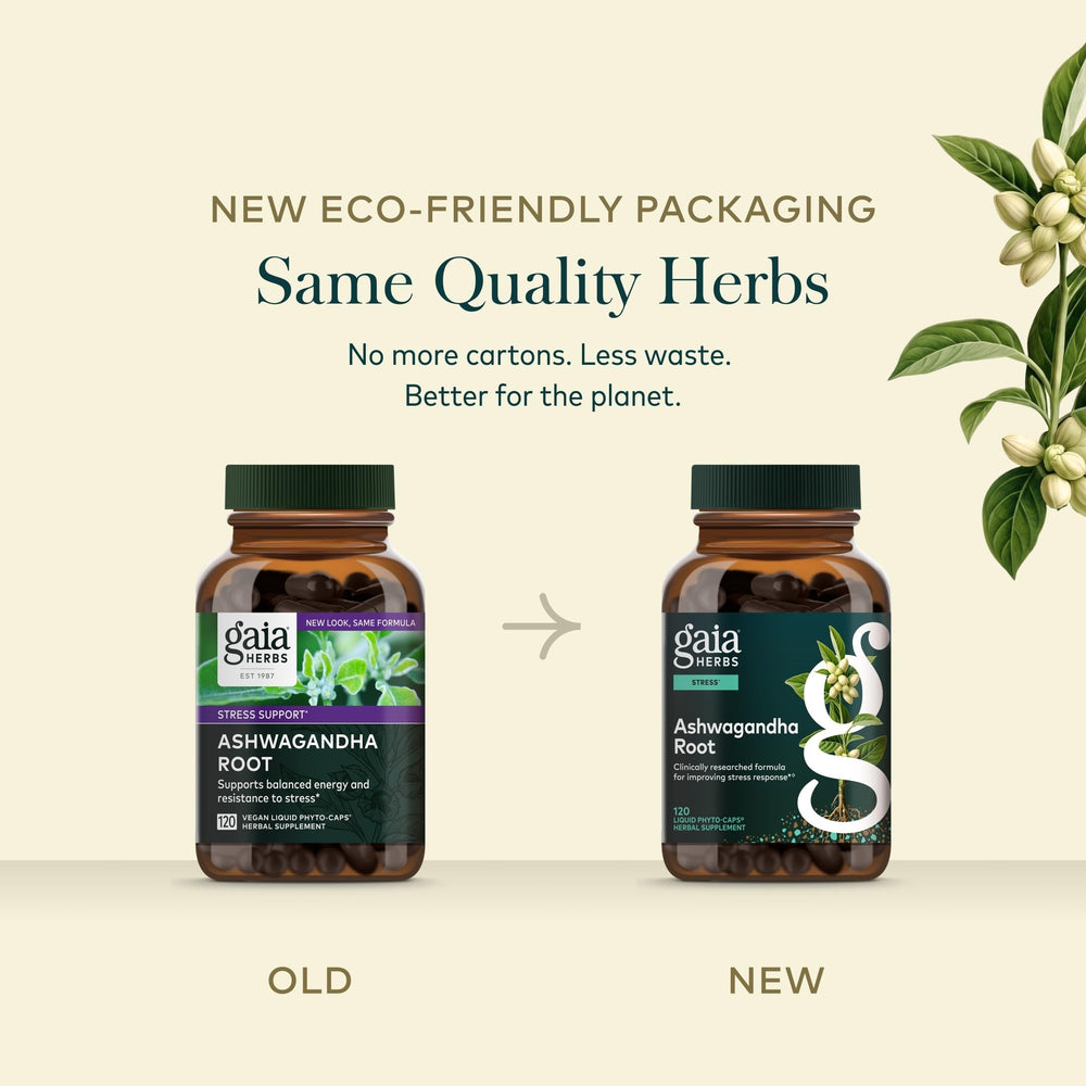 Gaia Herbs comparación de tamaño para apreciar escala real