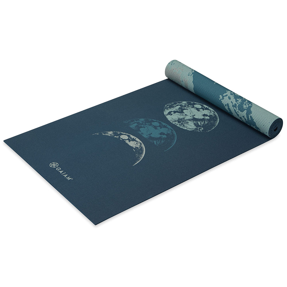 Gaiam esterilla Lunar Wave vista frontal mostrando diseño impreso y color