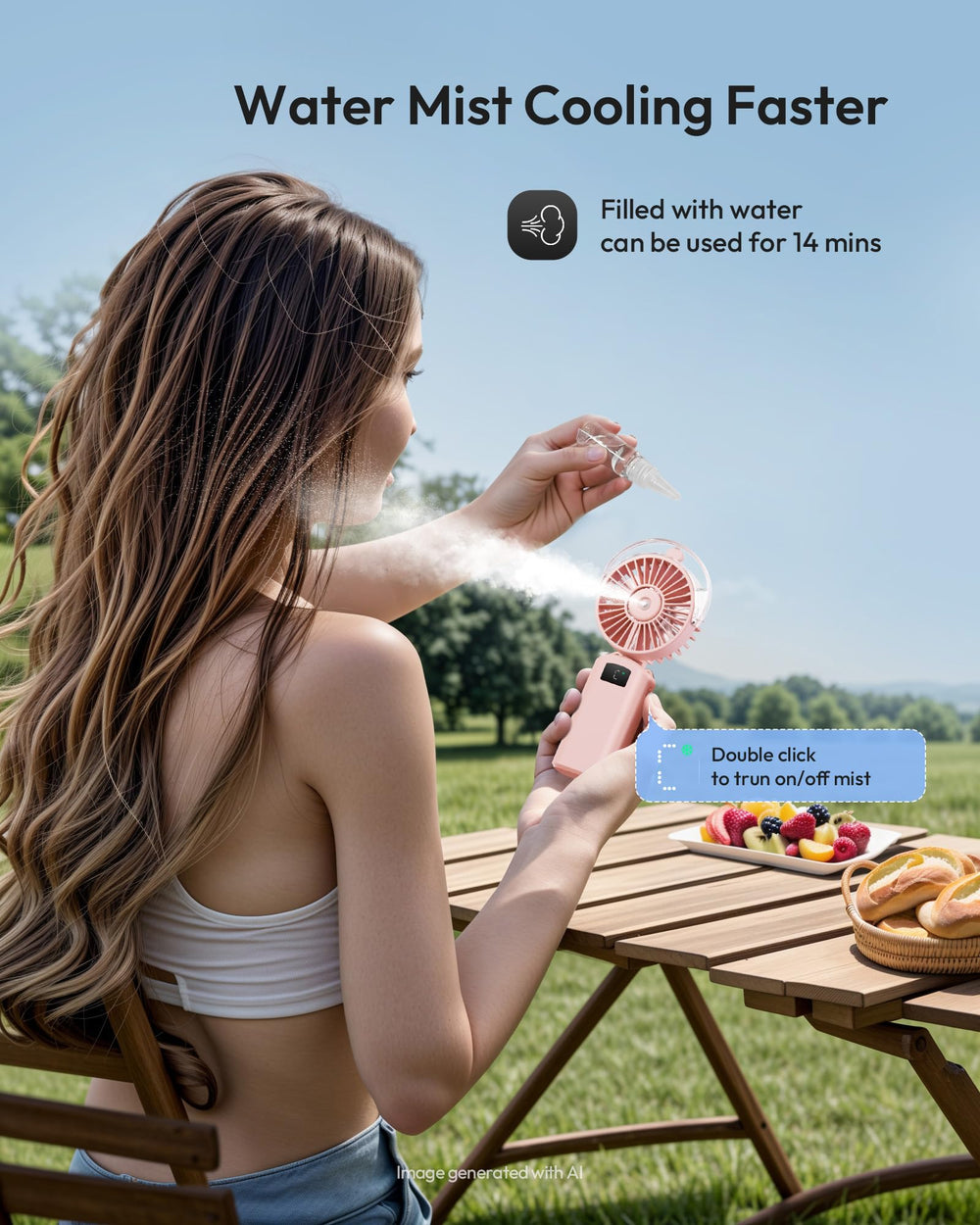 Gaiatop ventilador pantalla LED visibilidad de batería y modos