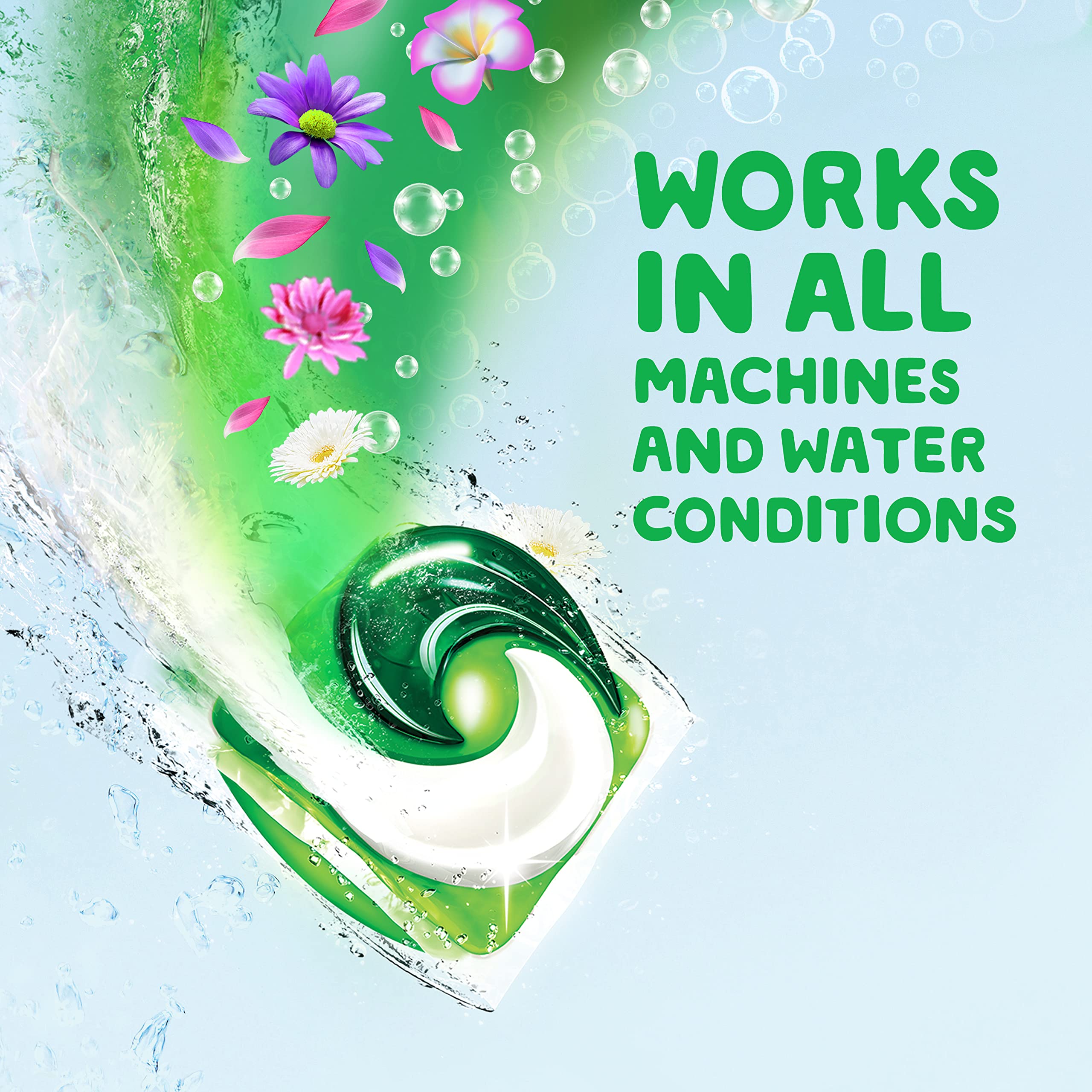 Gain etiqueta del envase mostrando instrucciones y beneficios de Oxi y Febreze