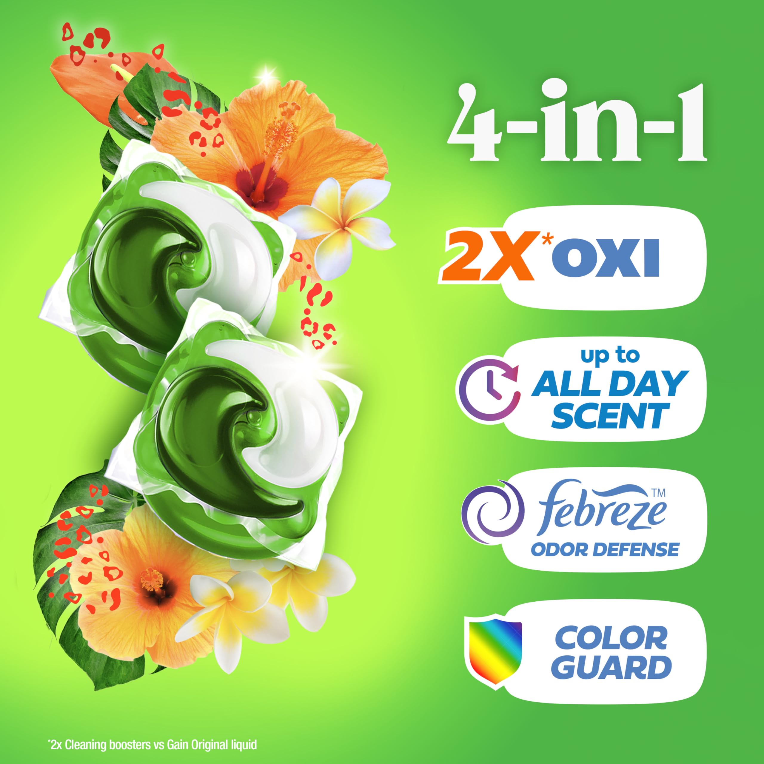 Gota de la solución de Gain Flings ilustrando poder de limpieza concentrado