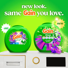 Detalle de tapa y textura del envase Gain Flings para almacenamiento seguro