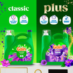 Gain Plus etiqueta con Oxi visible para limpieza potenciada