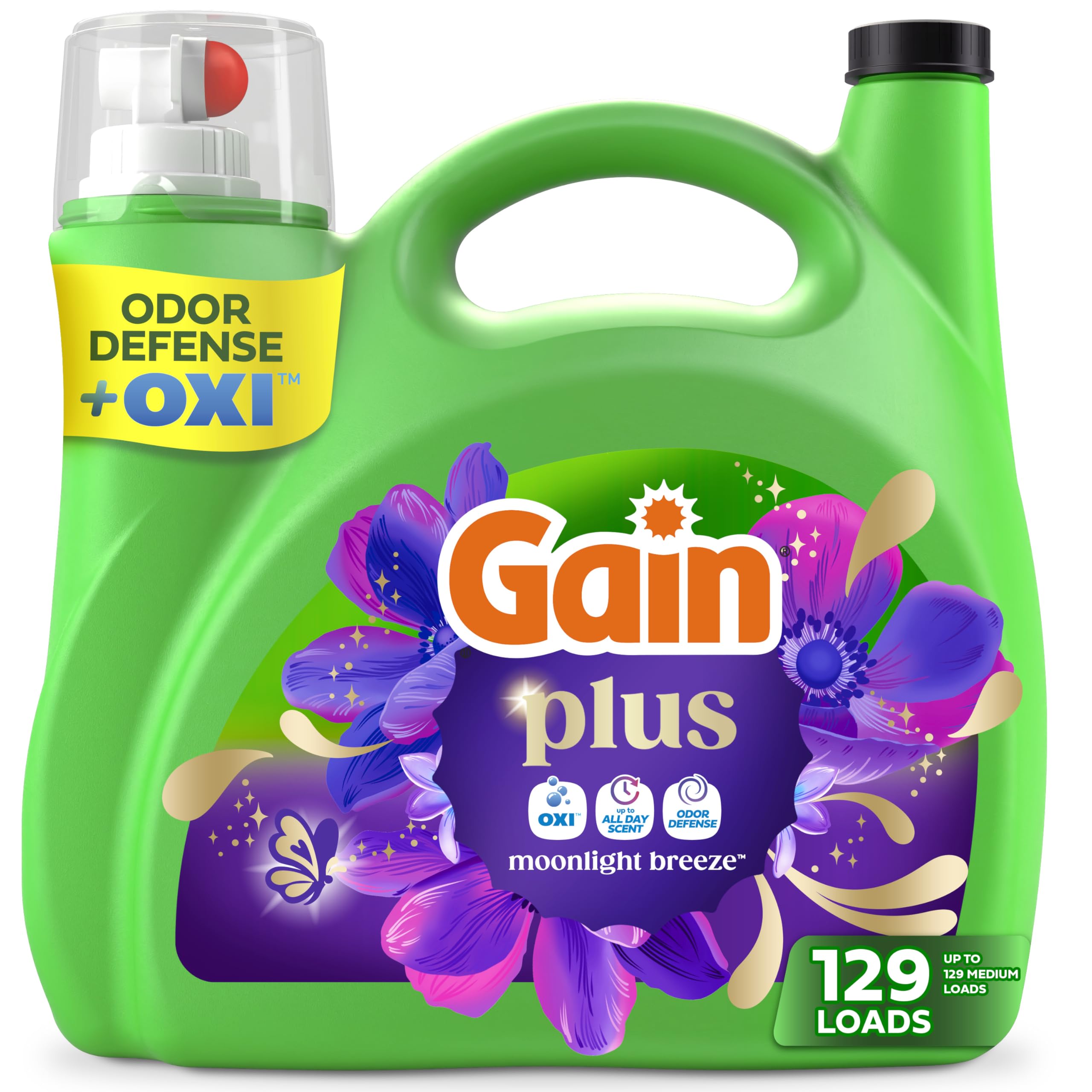 Gain Plus envase frontal Moonlight Breeze mostrando volumen y fragancia