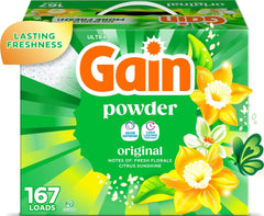 Gain envase frontal mostrando etiqueta y volumen, claridad de producto