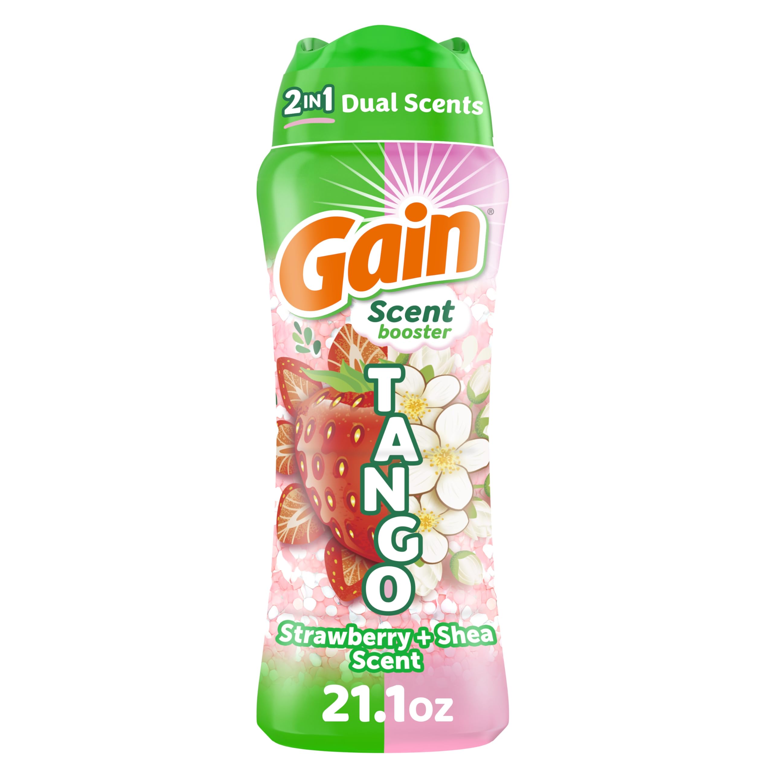 Gain envase frontal 21.1 oz mostrando diseño y beneficio aroma duradero