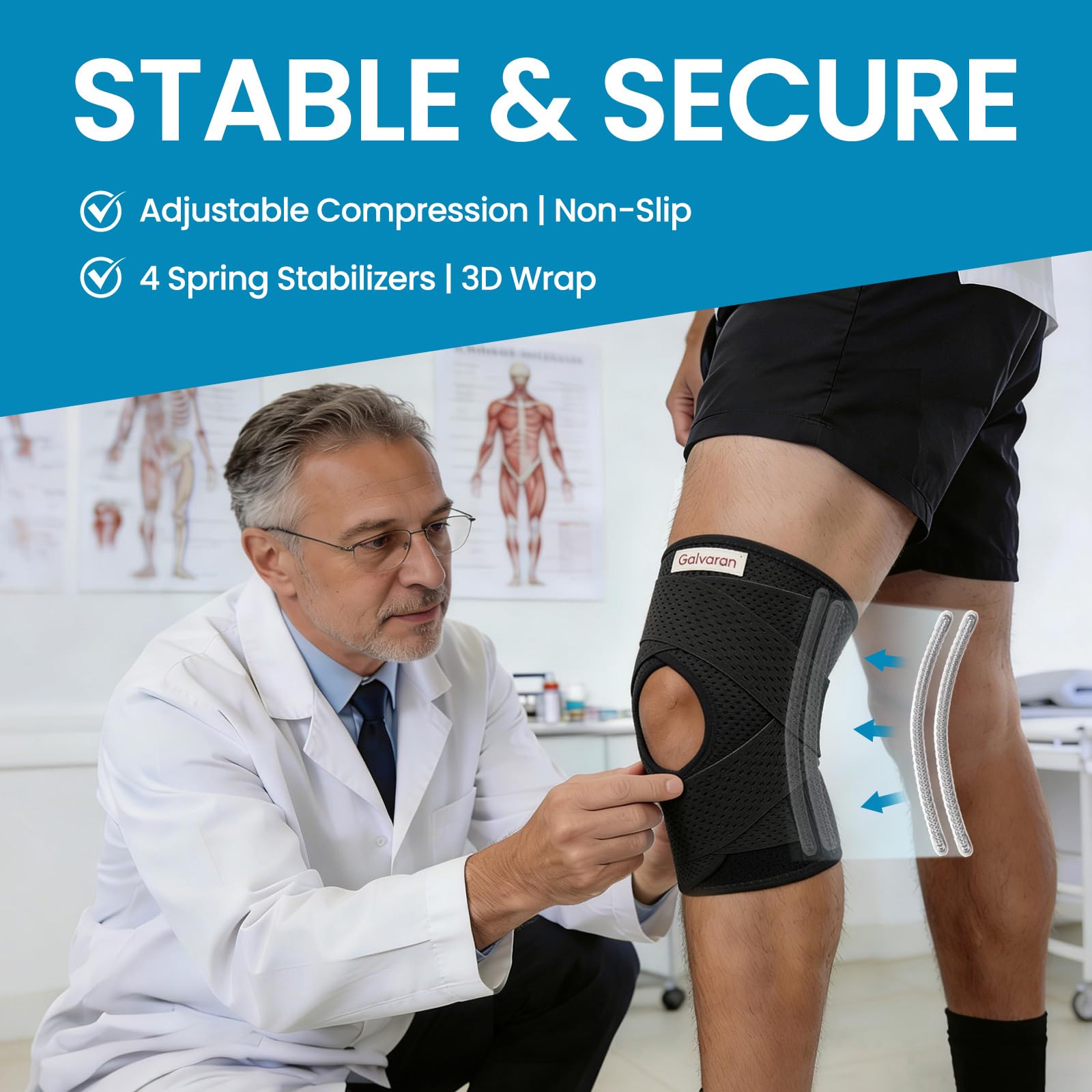 Galvaran patella pad detail showing cushioned protection and alignment