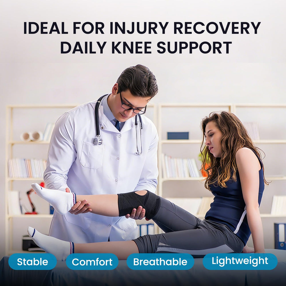 Galvaran knee brace on leg to show x-large scale and coverage