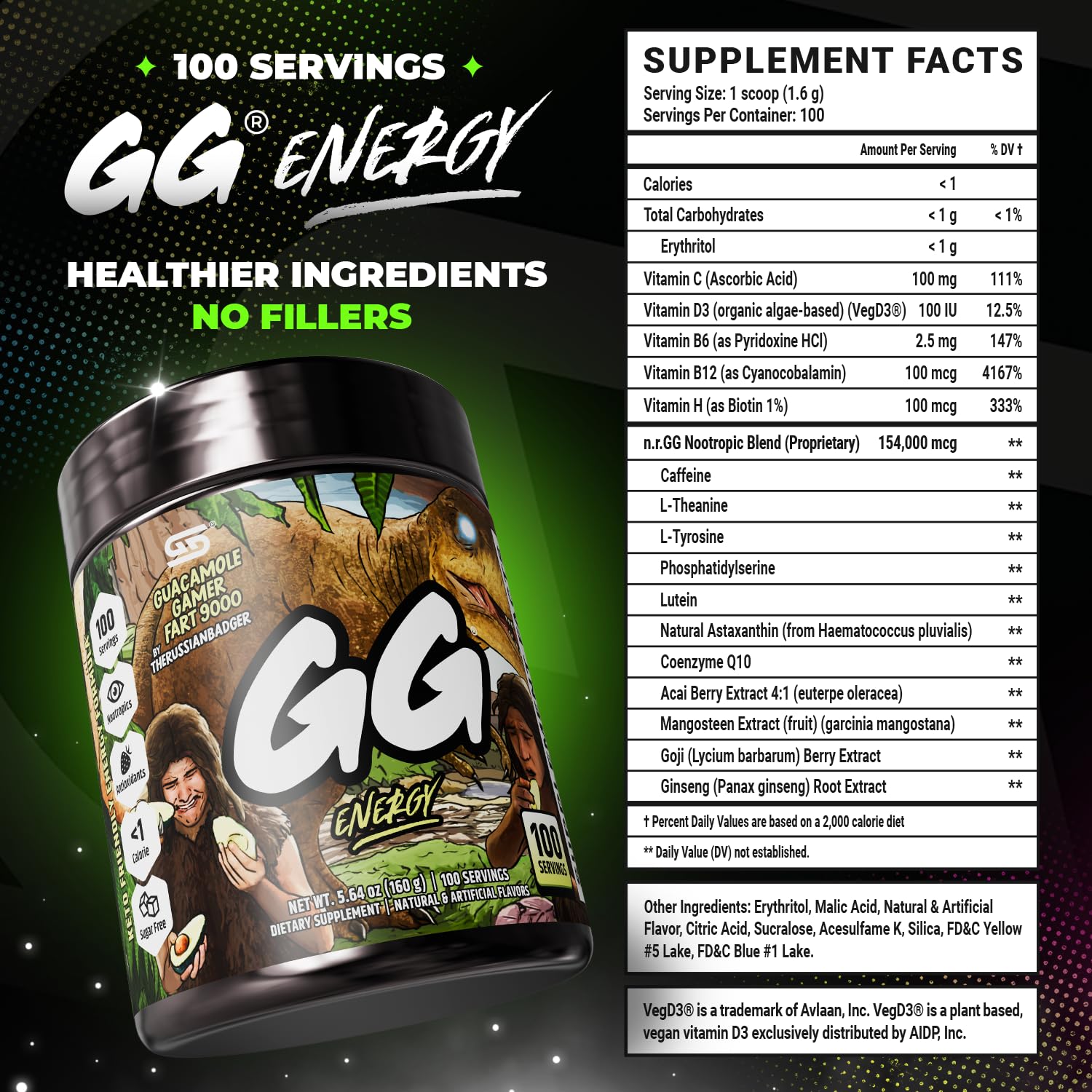 Gamer Supps producto en uso por jugador, enfoque y rendimiento prolongado