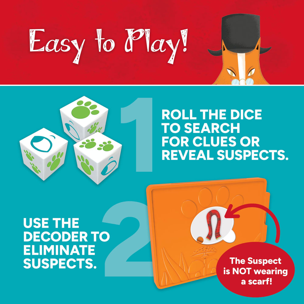 Gamewright Outfoxed escáner de pruebas en uso para confirmar evidencia
