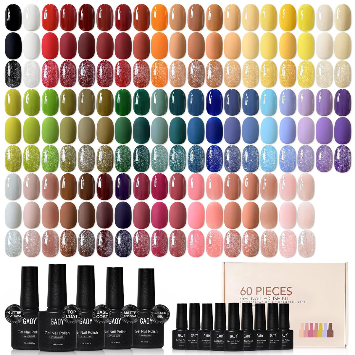 GAOY vista frontal del set completo con colores y esenciales, ofrece variedad