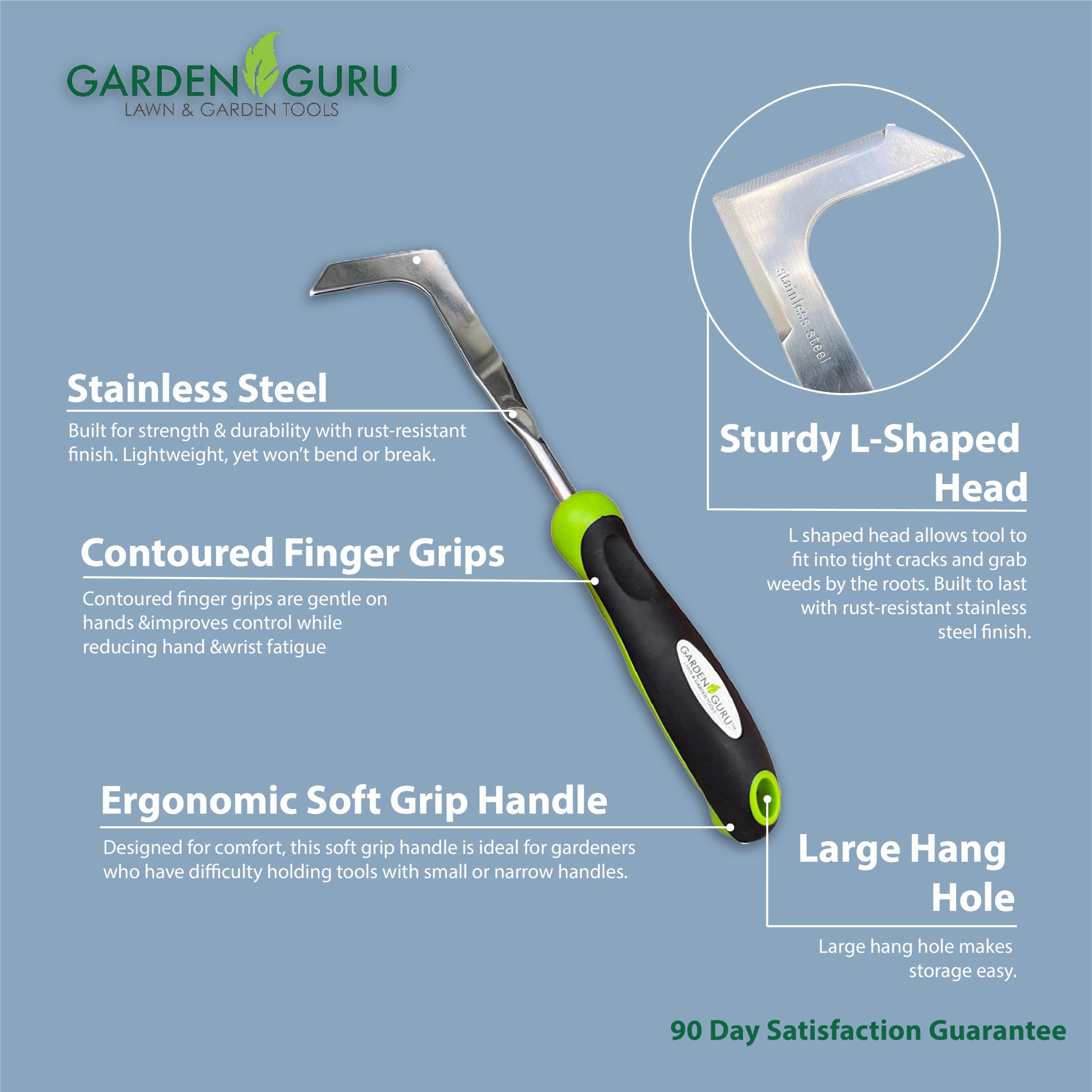 Garden Guru comparación de tamaño junto a mano para escala de uso