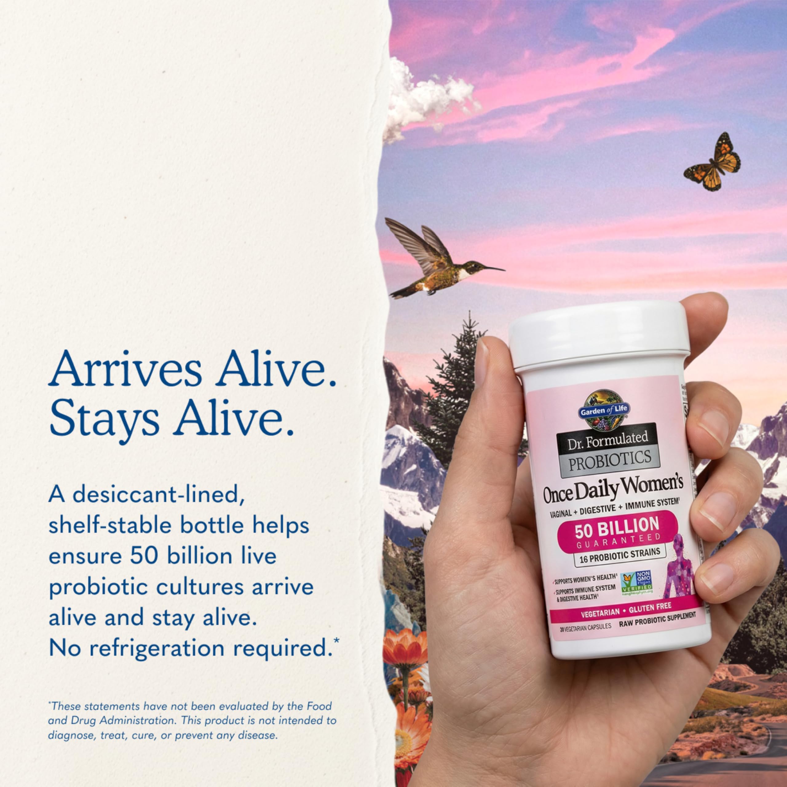 Garden of Life primer plano de cápsula vegetariana que facilita ingestión o mezcla
