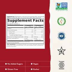 Detalle de la etiqueta Garden of Life con información de ingredientes clave