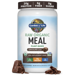 Garden of Life envase frontal mostrando sabor chocolate y beneficios