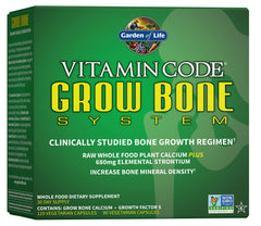 Garden of Life envase Grow Bone frontal mostrando marca y beneficio mineral