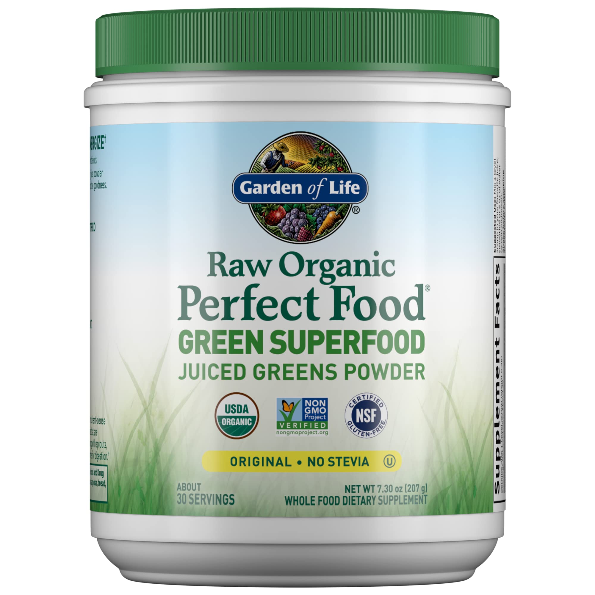 Garden of Life front packaging showing product benefits and servings