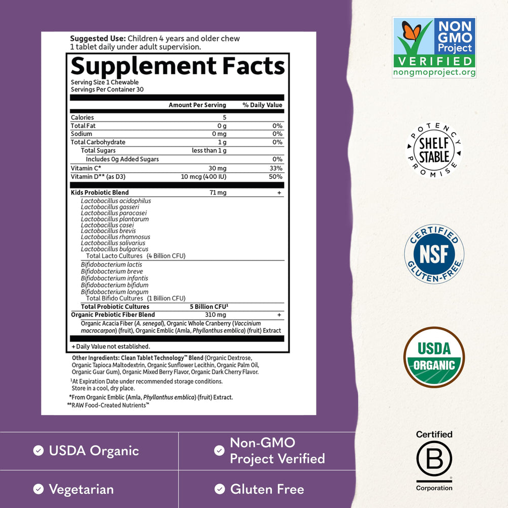 Garden of Life etiqueta con certificaciones orgánicas y sin gluten que aporta confianza