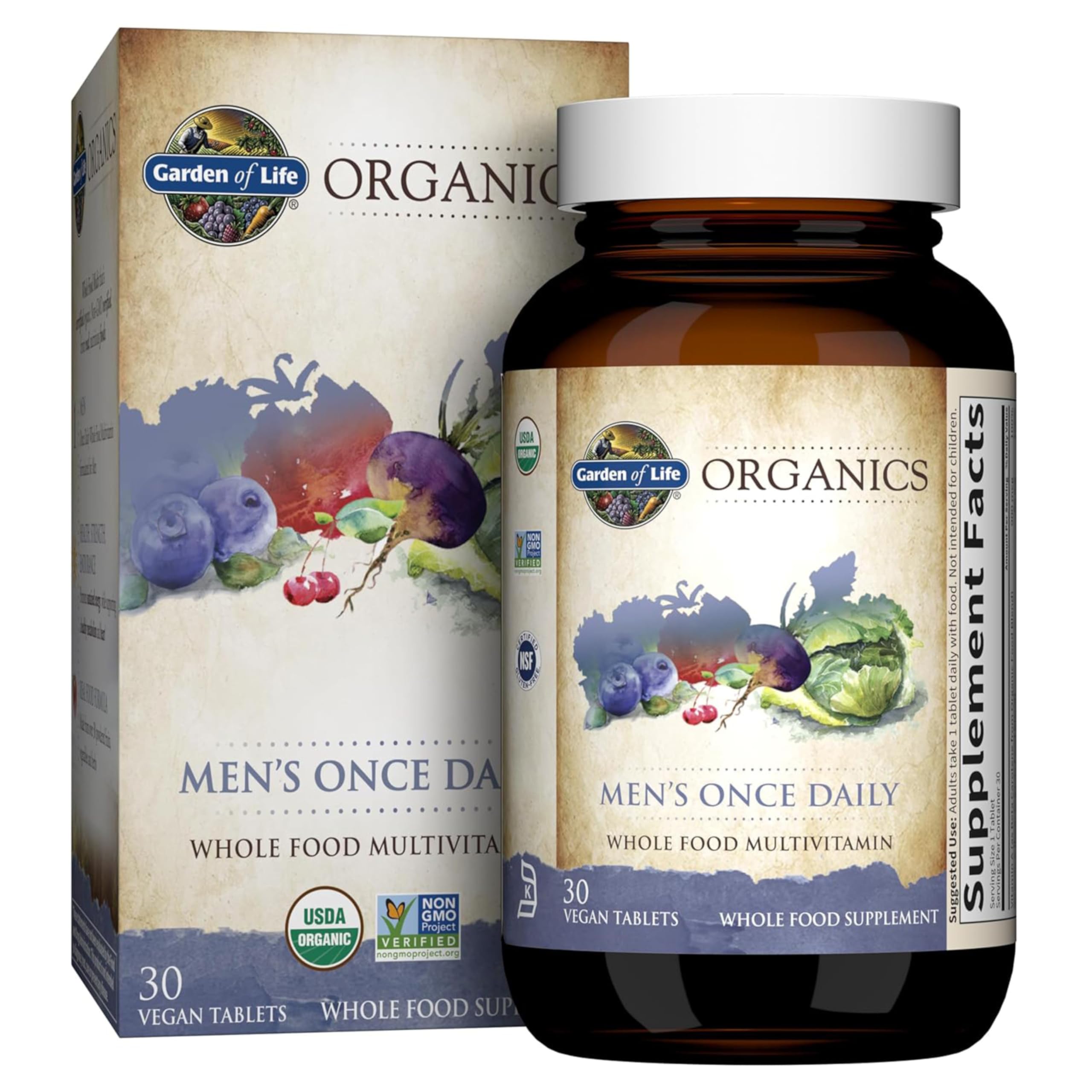 Garden of Life envase frontal mostrando 30 tabletas y marca