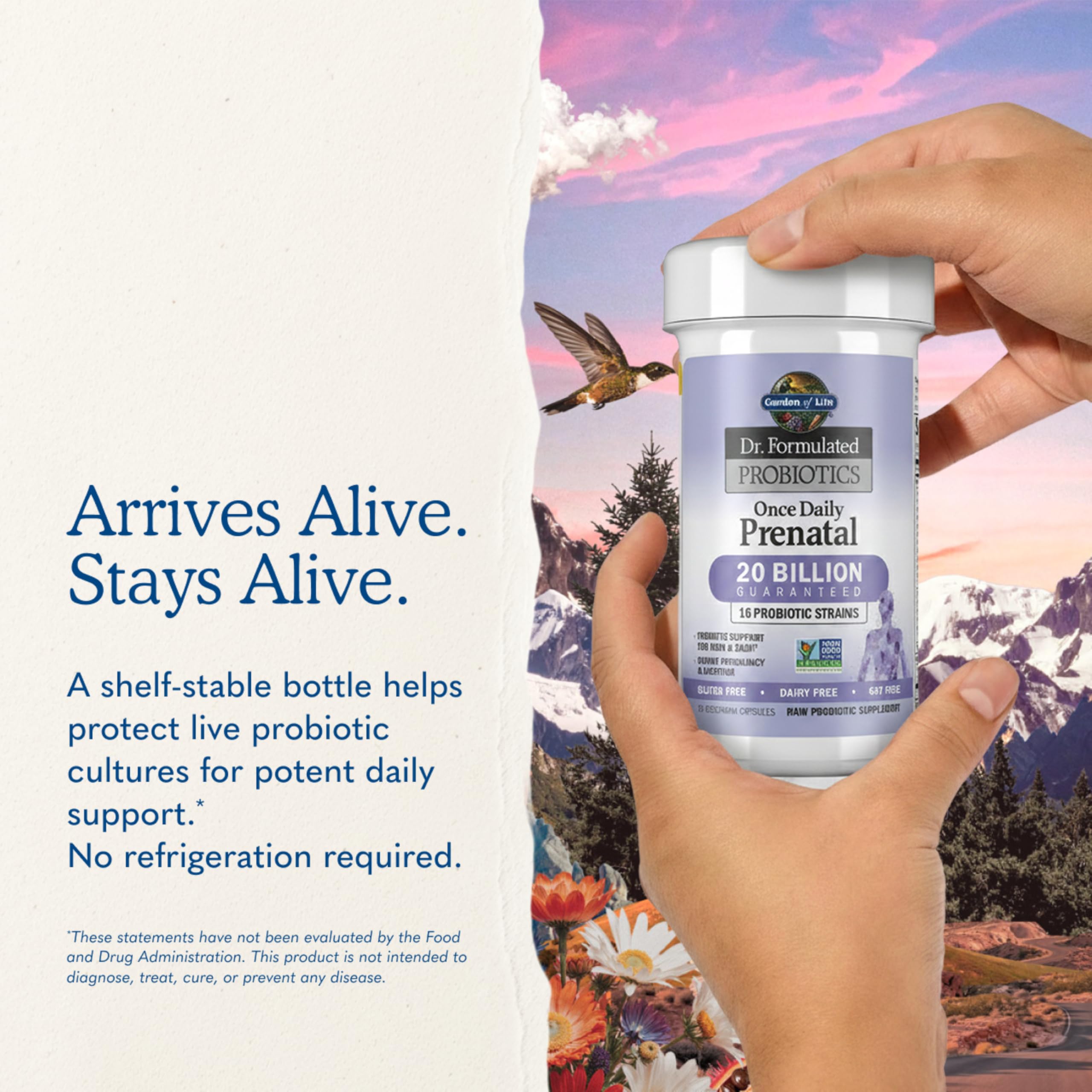 Garden of Life fibra prebiótica orgánica en primer plano apoyando microbiota