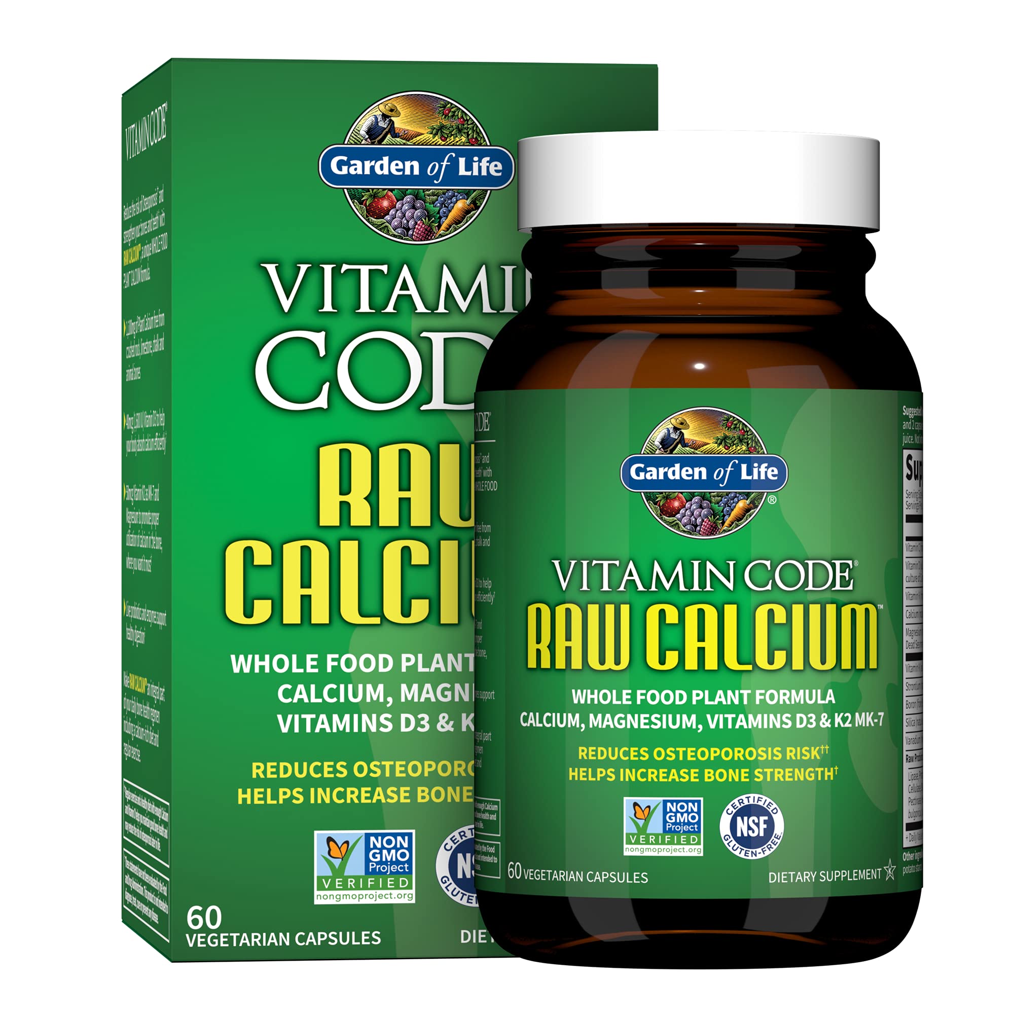 Garden of Life front packaging showing plant-based calcium benefits