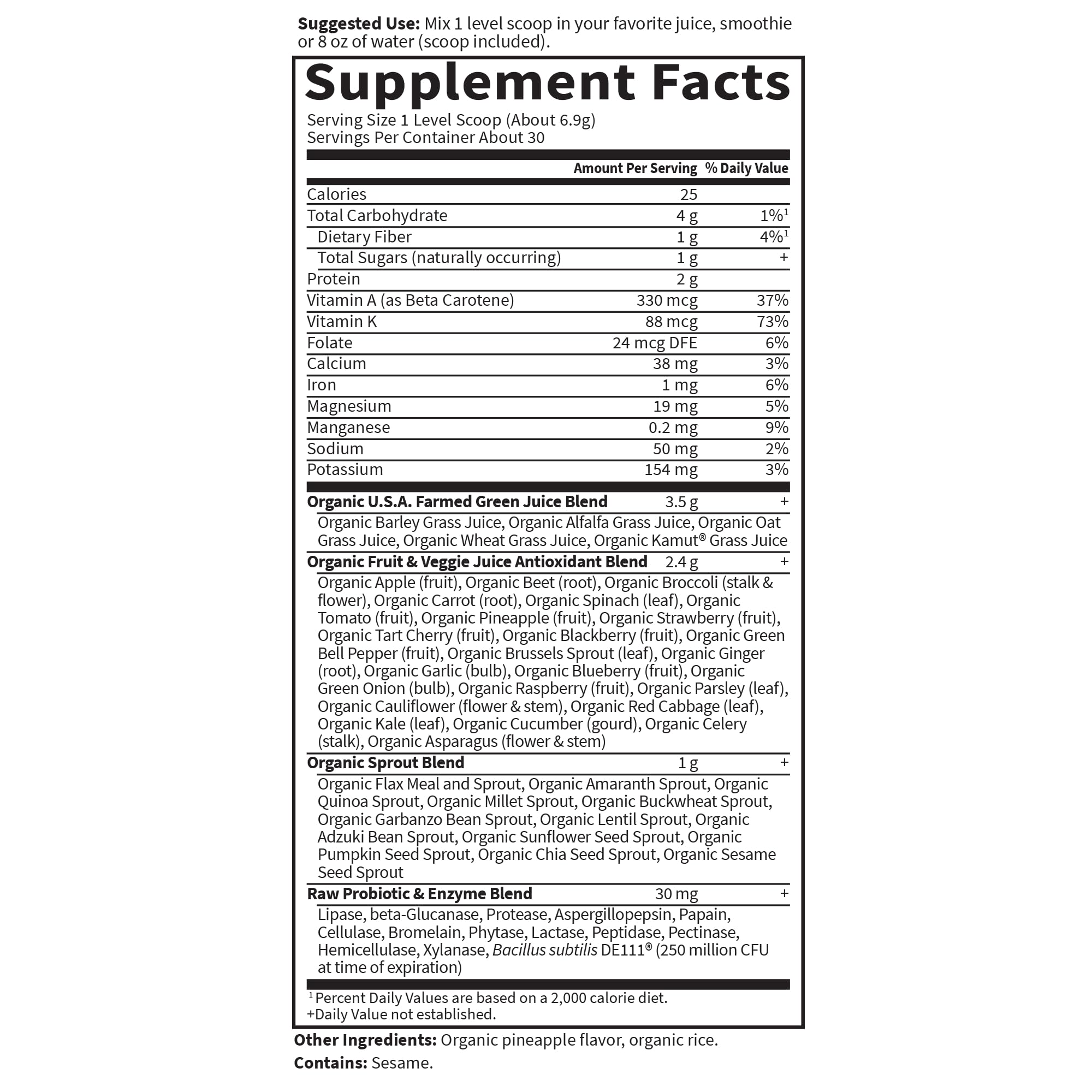 Garden of Life added to a fruit smoothie illustrating convenient nutrition