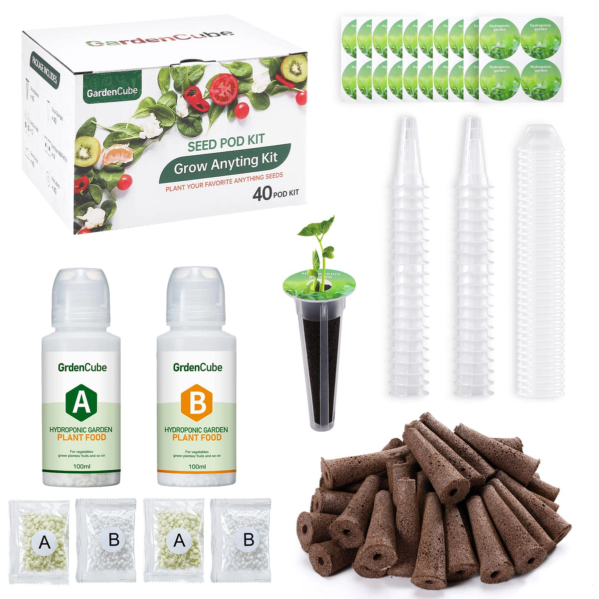 GARDENCUBE kit frontal empaquetado mostrando componentes y fácil montaje