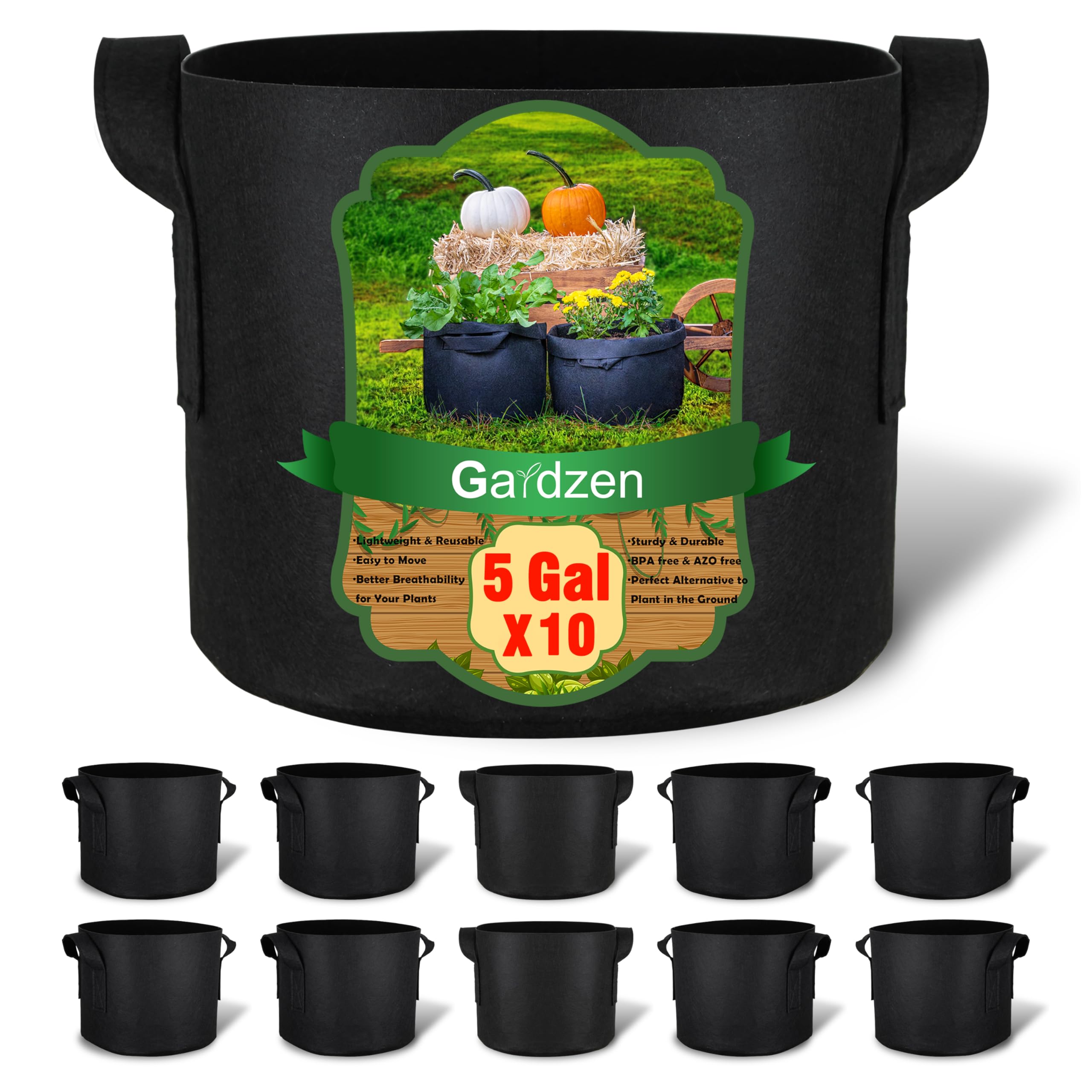 Gardzen vista frontal del paquete de 10 bolsas resistente y práctico