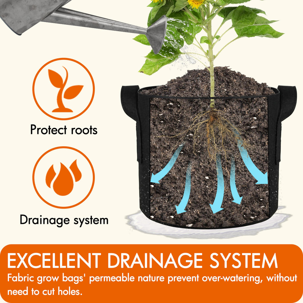 Gardzen fabric pot with thriving tomato plant illustrating improved root development