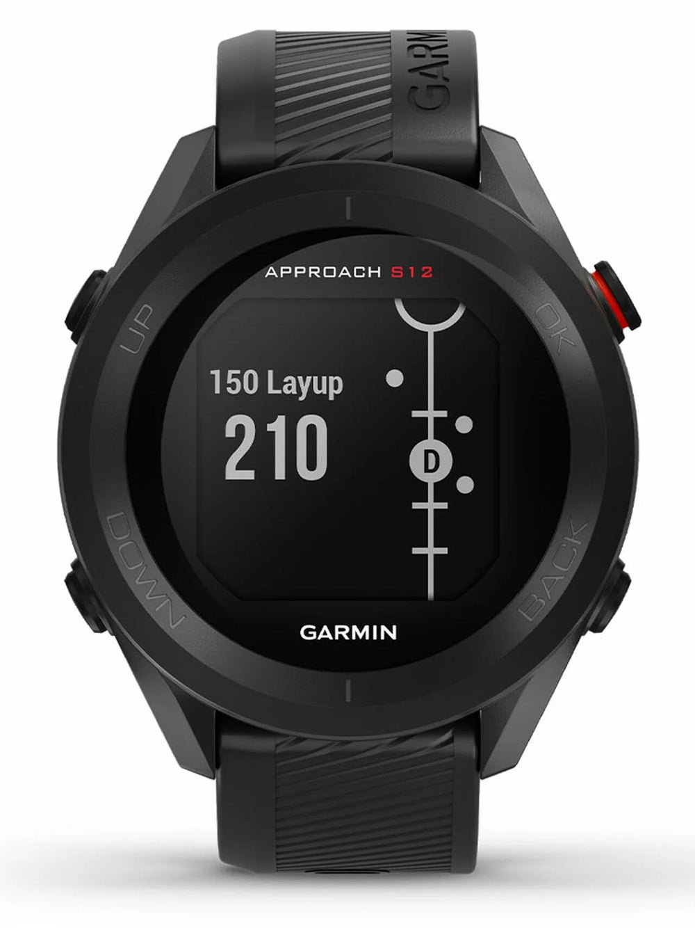 Garmin Approach S12 detalle de pantalla legible a la luz solar y durabilidad