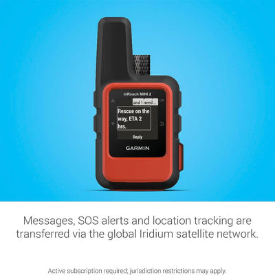 Garmin inReach Mini 2 closeup of controls and screen enabling easy operation and clear status readout